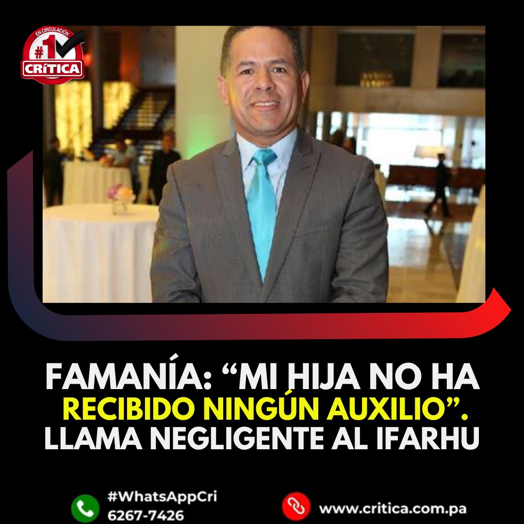#ShowCri "Se los digo así tajantemente, mi hija no ha sido beneficiada, no ha recibido un solo centavo de esos auxilios económicos y aparece en esta lista por mera negligencia del Ifarhu", afirmó. Ayer circuló por varias redes que recibió  $97 mil dólares.