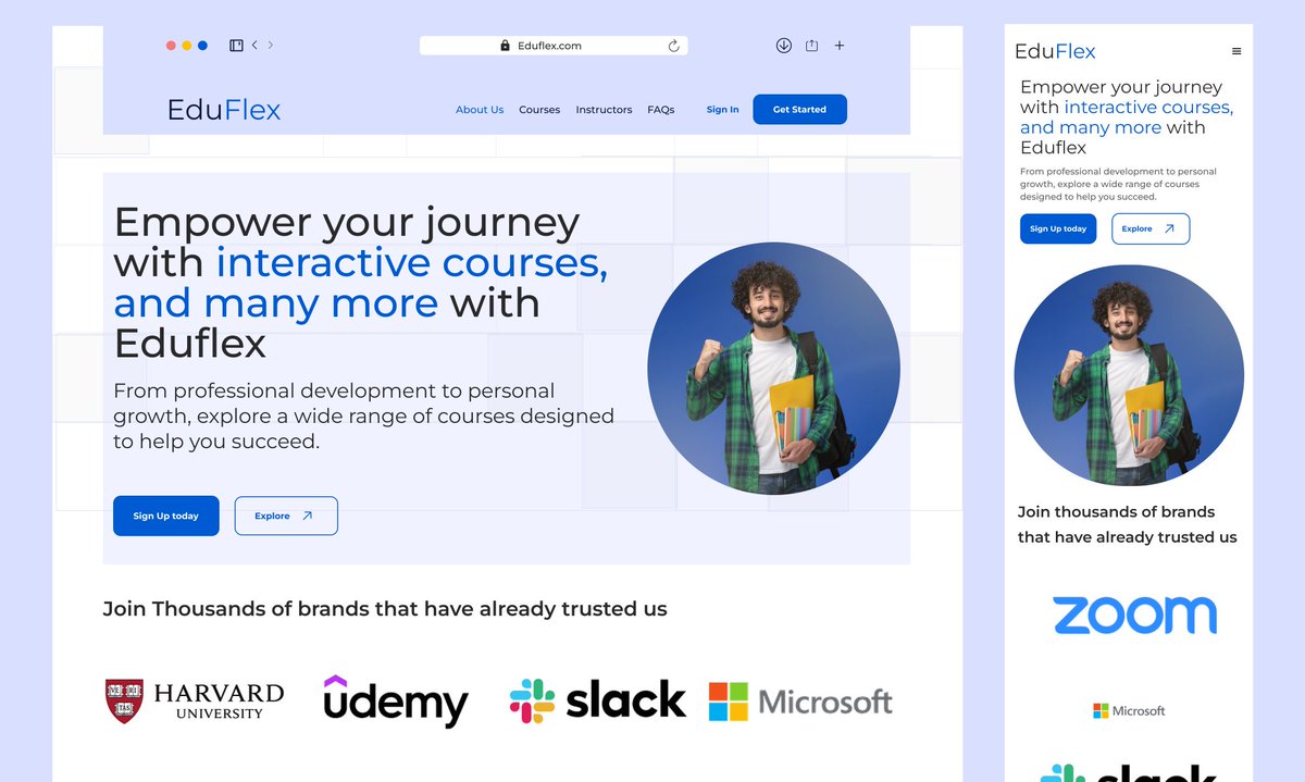 YourFavSenator's tweet photo. Below are the full layouts of the E-learning landing page I just concluded. this includes the web view and also the mobile view. Your thoughts and feedback would highly be appreciated. I am available for remote gig and full-time position
#ui #ux #design #figma #landingpage #web https://t.co/zTbsxGo4RH