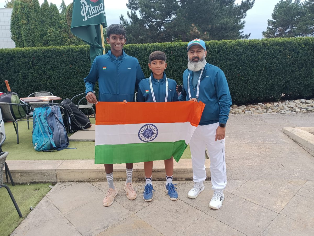 AITA__Tennis's tweet photo. A journey of growth and experience at the ITF World Junior Tennis Finals 2024 in Prostejov, Czech Republic. Proud to share our team’s moments from the championship. Every match is a step forward in the making of future champions. 🇮🇳🎾 #IndianTennis #WJTC #Prostejov2024 https://t.co/26ldVqR4fr