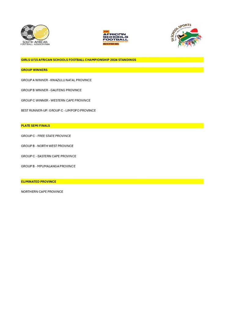 SportArtsCultur's tweet image. Fixtures for today’s matches for the Under-15 school football clubs in the 2024 Football National School Sport Championships from 9-10 August 2024 at Wits Sturrock Park in Johannesburg 

#SchoolSportIsAlive
#NSSC
#InspiringANationOfWinners