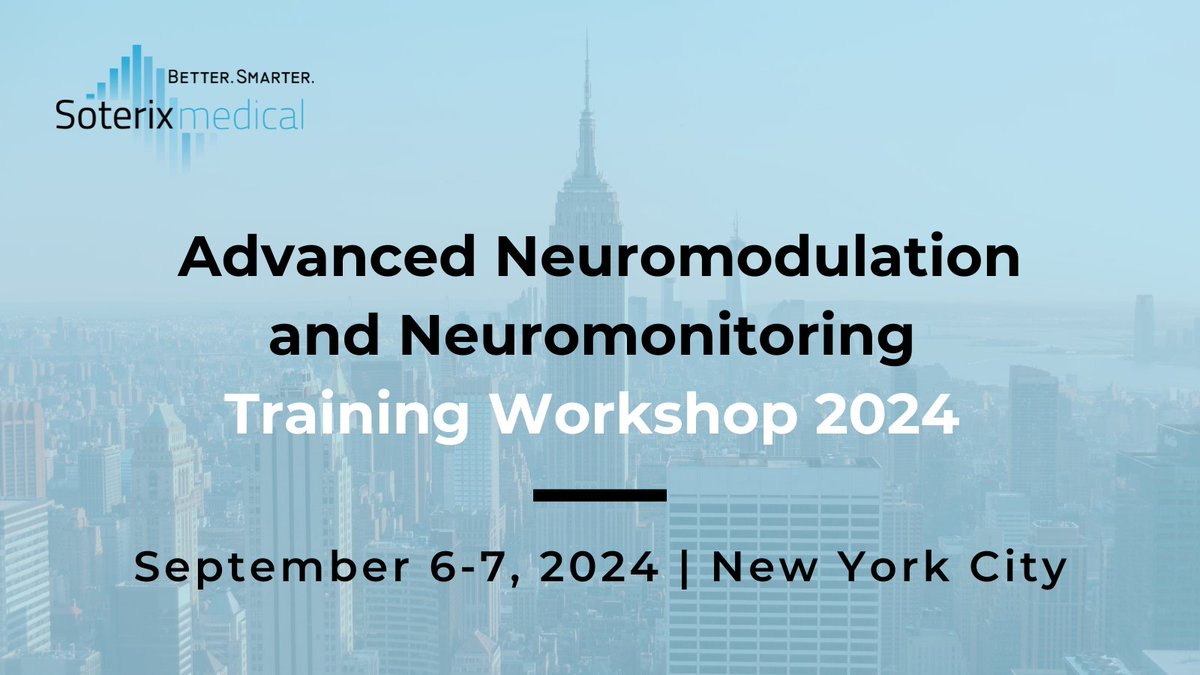 SoterixMedical's tweet photo. Receive hands-on training and learn about the latest and best in the field at the Advanced Neuromodulation and Neuromonitoring Training Workshop 2024. Topics include #tDCS/#HDtDCS, #TMS, #IFS, #taVNS, #GVS, #EEG, and more! Register now to secure your spot: https://t.co/ORMoJbt4jC https://t.co/wweM4mxTcH