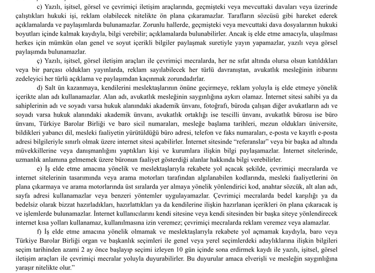 FerhatCoder's tweet image. Resmi gazetede çıkan yönetmeliğe göre artık avukatlara seo yasağı gelmiş. resmigazete.gov.tr/eskiler/2024/0…
Seo uyumlu makale vb işi bitmiş artık avukatlar için.