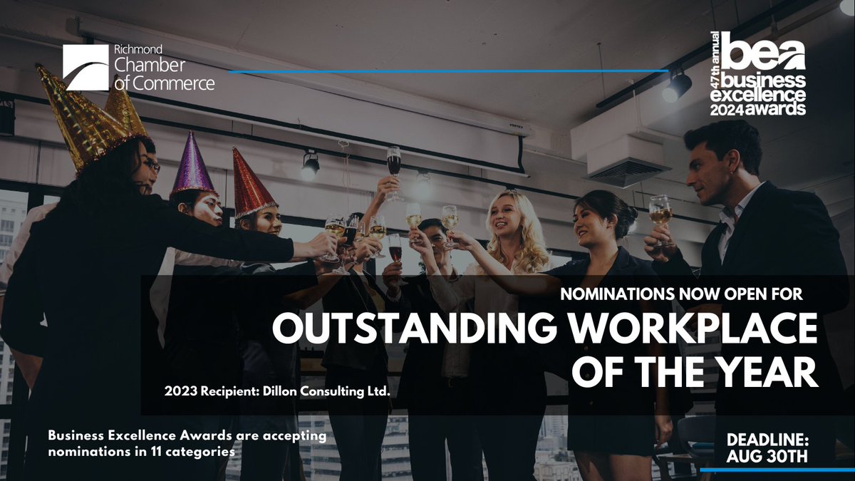 Do you know an organization that excels in creating a supportive and thriving work environment? Nominate them for the 'Outstanding Workplace of the Year' award: richmondbea.awardify.io/nominate-now

Nominations are open for 10 other categories. #BEA2024