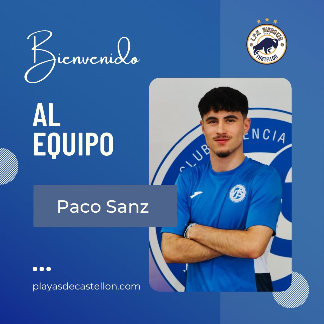 🚨𝗢𝗙𝗜𝗖𝗜𝗔𝗟 |  Paco Sanz,  ficha por Bisontes Playas de Castellón procedente del Valencia FS

playasdecastellon.com/paco-sanz-fich…

#bienvenidoPacoSanz #castellón #futsal <a href="/CDFS_Valencia/">CDFS Valencia</a>