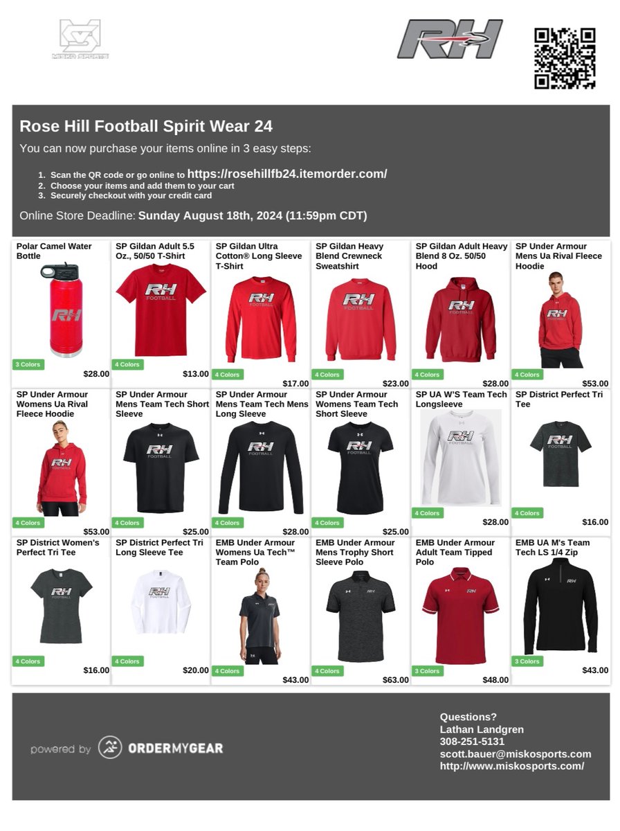 Our team store is now live! Help us raise money for our program and get up to date with the latest gear!

There are plenty of options, including our official Under Armour gear - youth sizes are available as well.

The store is only open for 10 days, so get it while you can!