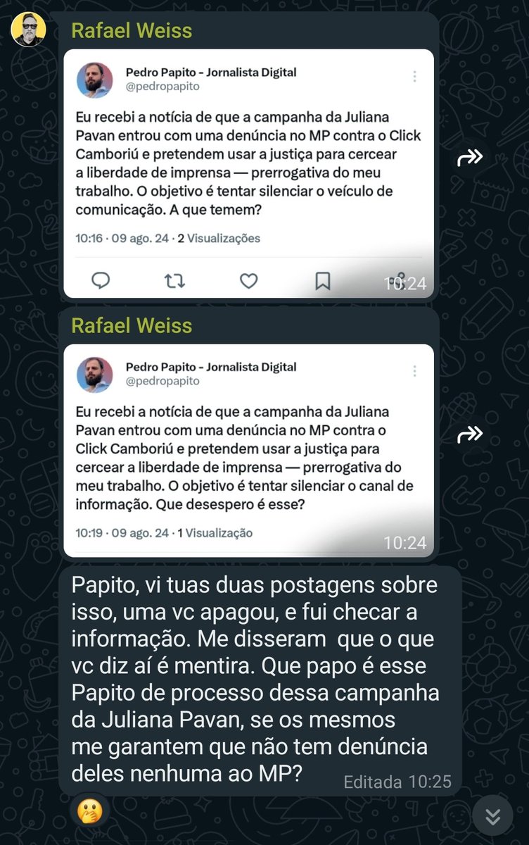 pedropapito's tweet photo. Eu não assino o X premium, então não posso editar meus posts. Agora não posso nem excluir para postar novamente, que sou instantaneamente printado. https://t.co/jNib0hJWEn