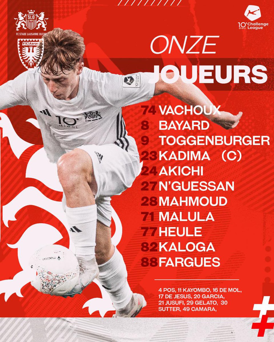 FC_SLO's tweet photo. ๐๐ฒ 1๏ธโฃ1๏ธโฃ
Voici les onze ๐ณ๐๐๐๐ qui vont dรฉbuter cette rencontre face ร Aarau.
Allez Stade โค๏ธ๐ค
#AllezSLO ๐ฆ #Stadiste #SLOAAR https://t.co/1mlSrXc3bP