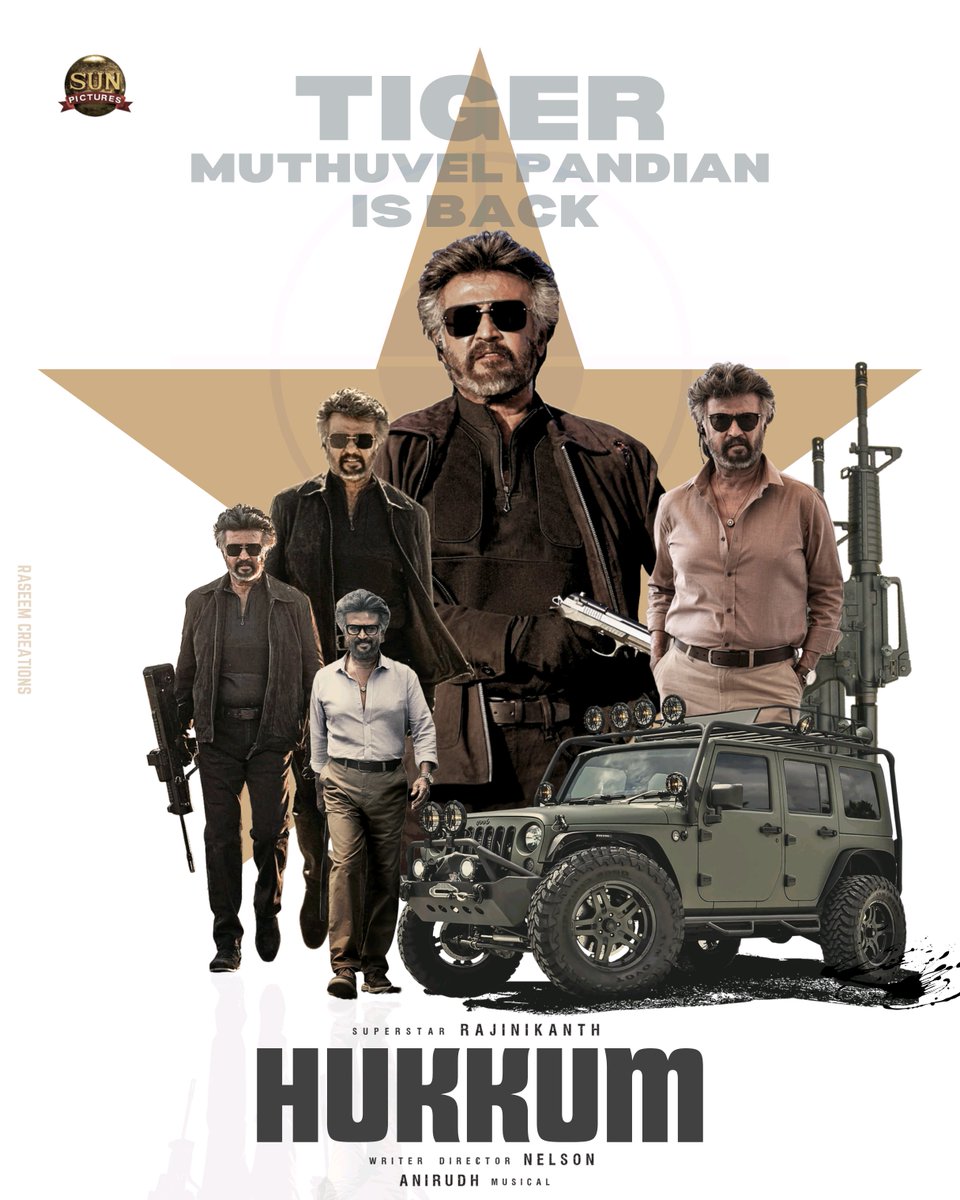 RaseemCreations's tweet photo. Poster Design For #Jailer2 #Hukkum 🔥

@rajinikanth @Nelsondilpkumar @anirudhofficial @sunpictures 
#Rajinikanth #thalaivar #Vettaiyan #coolie #jailer2
#1YearOfJAILERkaHUKUM https://t.co/uptbRwmAYT