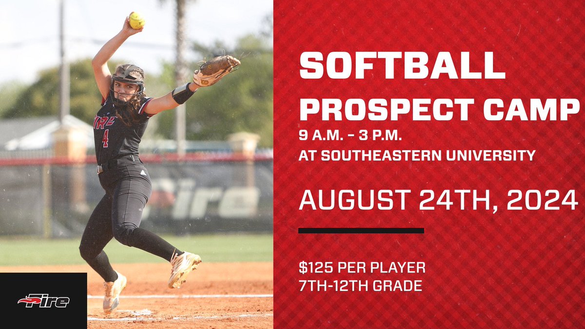 SEUFireSoftball's tweet photo. It’s fall camp time! COME CAMP WITH US!! 🔥8.24.24🔥 Fall Prospect Camp. Great day for growth, great opportunity to be on our campus, and the best way to get to know our program better! 

Sign up here…

https://t.co/RIR0wtfl3c https://t.co/CVawAmUObA