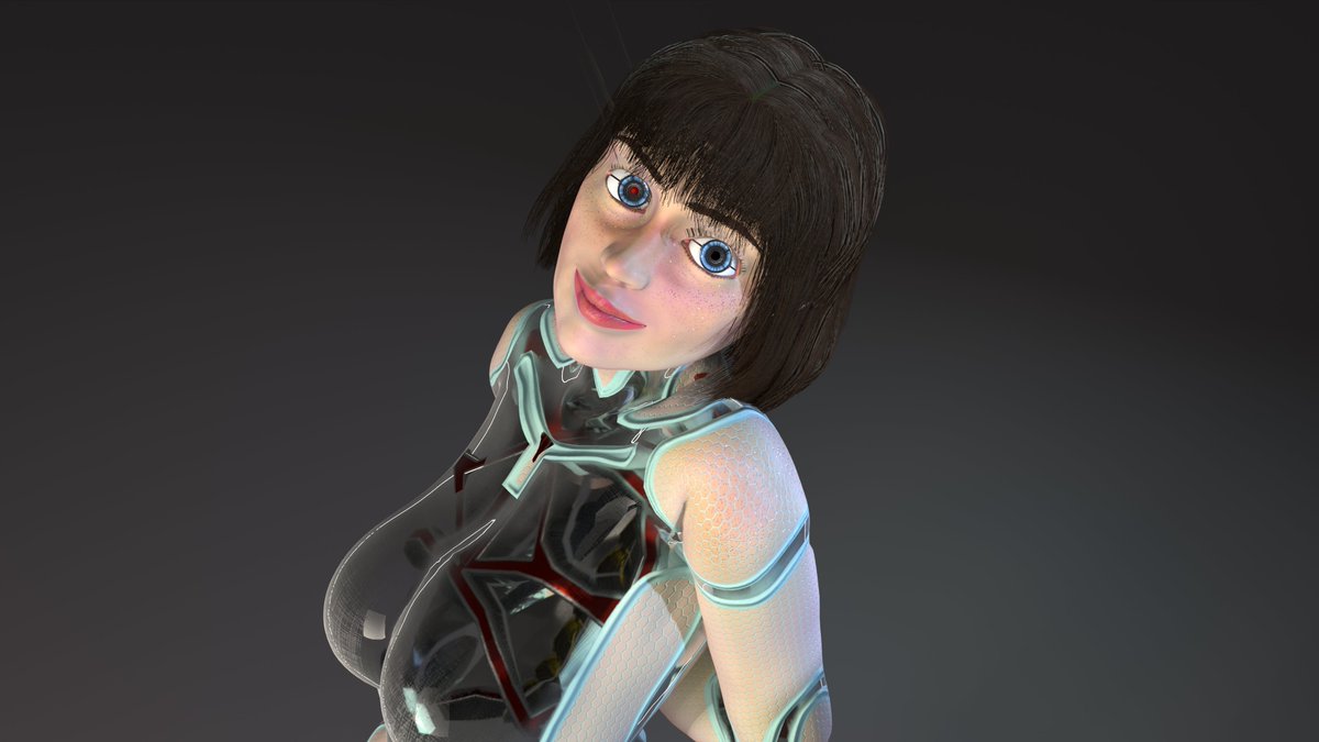 Pepaster_'s tweet photo. i have made a new model, a android girl!!

still some fixes to do like clipping on the internal skeleton, rig and stuff. https://t.co/WgWtFLuLHm