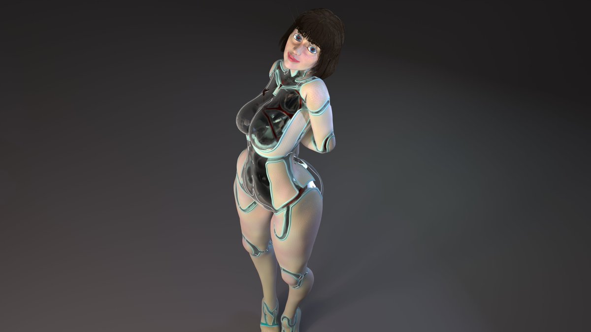 Pepaster_'s tweet photo. i have made a new model, a android girl!!

still some fixes to do like clipping on the internal skeleton, rig and stuff. https://t.co/WgWtFLuLHm