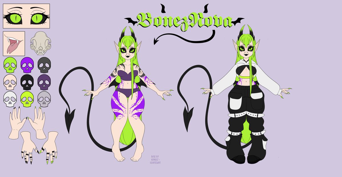 BonezNovaVT's tweet photo. I'm so excited I finally finished my temp ref for my OC Bonez. Eventually I will have her made into a pngtuber and possibly vtuber model, we will see though. For now she is the new face of my channel.
Base: kinklez/heartbeat [logo template: sasadotexe] https://t.co/JyHWig48bH