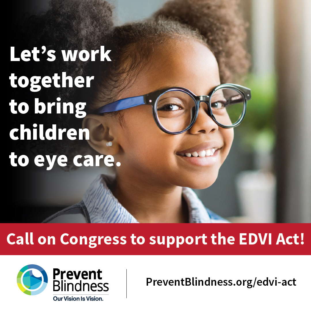 August is Children's Vision and Eye Health Awareness Month!

Early detection and intervention of vision problems can help a child avoid preventable vision loss and blindness. 

The #EDVIAct is an important step in providing children with the services 
and eye health care they