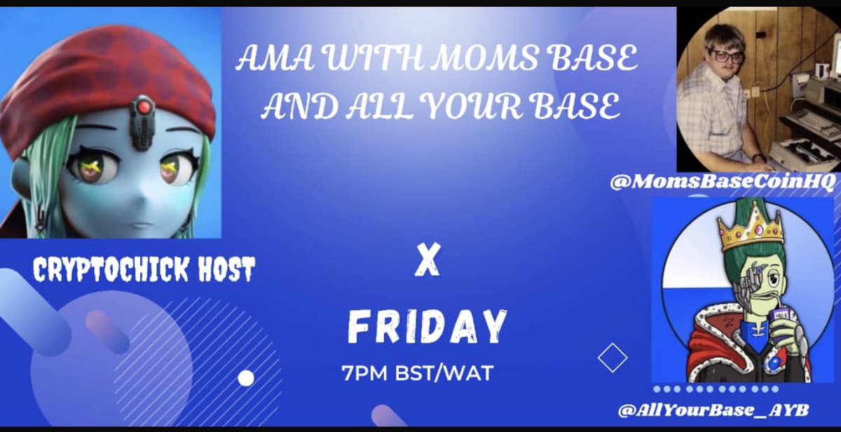 Defiyana01's tweet photo. It’s about to go Down! 🔥🔥🔥
The highly anticipated space is almost here! One more hour to gooooo guys!!!!
Y’all get to meet this beautiful projects in the space!🔥🔥🔥🔥🔥
Co-host
@_Dan_eth
@DefiPrince88
#StayBased #momsbase
Both are Based 🔥🔥🔥🔥🔥🔥🔥 https://t.co/xgQHdB9V59
