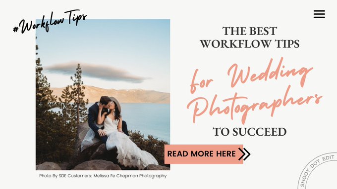 The reason for having workflows in the first place is to improve speed by implementing consistent and repeatable systems. Read today’s blog to enhance and update your workflow now!

👉 shootdotedit.com/blogs/news/pho…

#WeddingPhotographyBusinessTips #WeddingPhotographers #ShootDotEdit