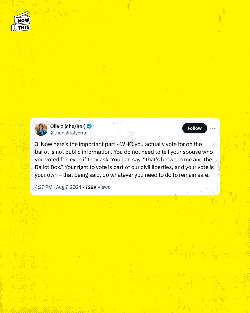 nowthisimpact's tweet image. What happens in the voting booth is between you and NOBODY 🗳️