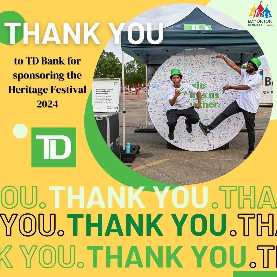 🎉✨ A Heartfelt Thank You to TD Bank
We’re thrilled to extend our deepest gratitude to TD Bank for their incredible support of the Heritage Festival 2024! 🌟 We couldn’t have done it without you! 🙌 Here’s to building a stronger, more connected community—together! 💪🌍