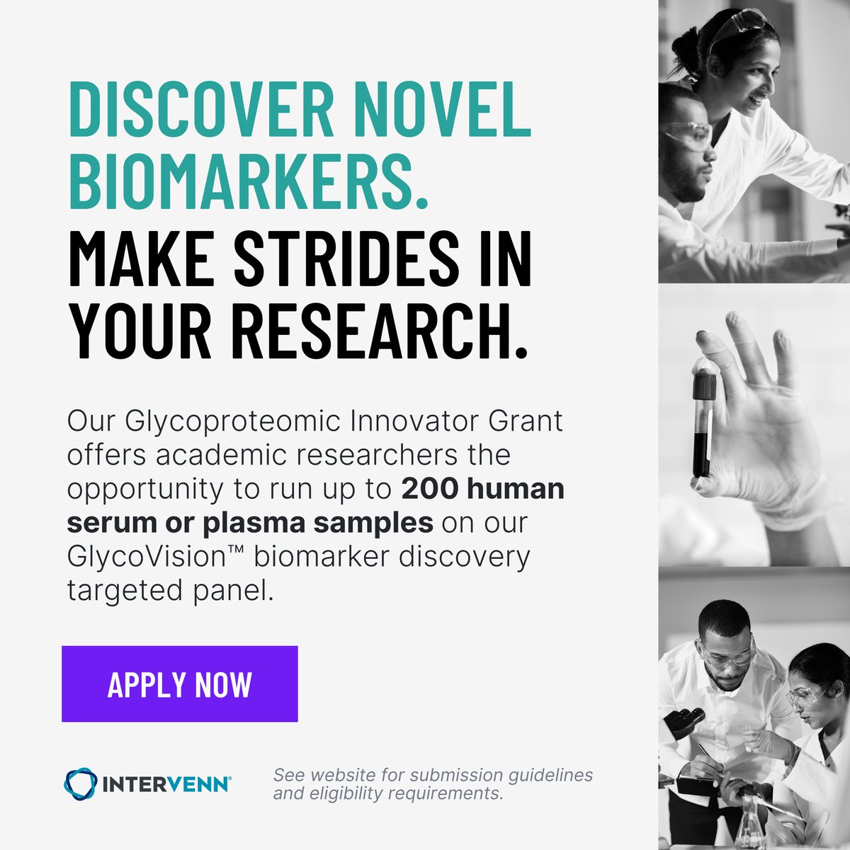 ⏰ Time is running out! Apply to our Glycoproteomic Innovator Grant before August 16th!
intervenn.com/glycoproteomic…

#ResearchGrant #Glycoproteomics #CancerResearch #Biotech
