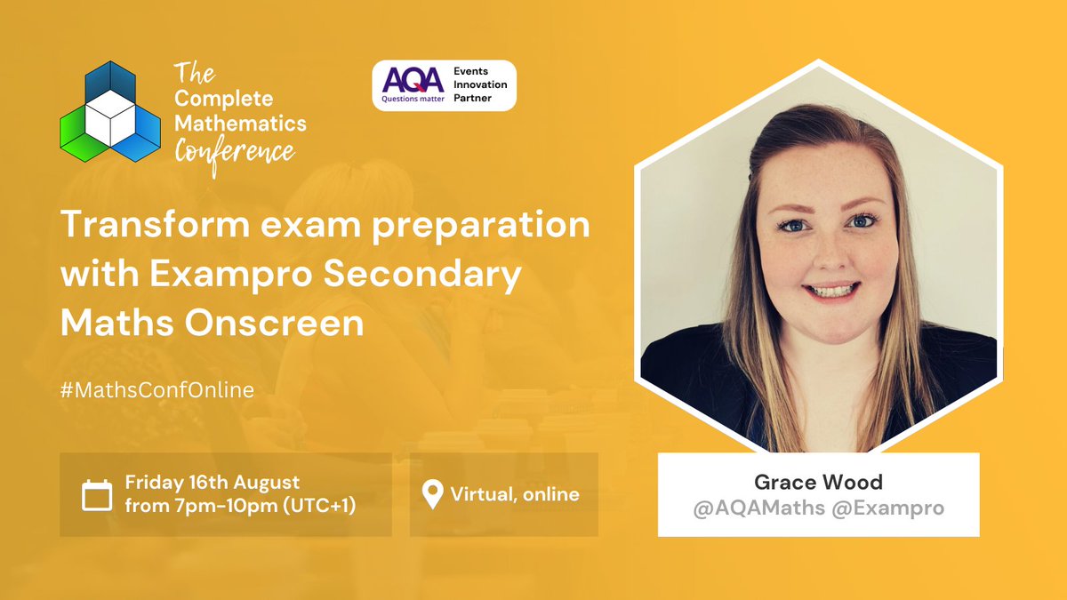 LaSalleEd's tweet photo. Join Grace Wood @Exampro @AQAMaths to see how Secondary Maths Onscreen can reduce workload, give insights on performance and intervention and prepare learners for exams 💡
Claim your ticket to #MathsConfOnline on the 16th August to see lots of excellent workshops: https://t.co/GtiJL2KvLd