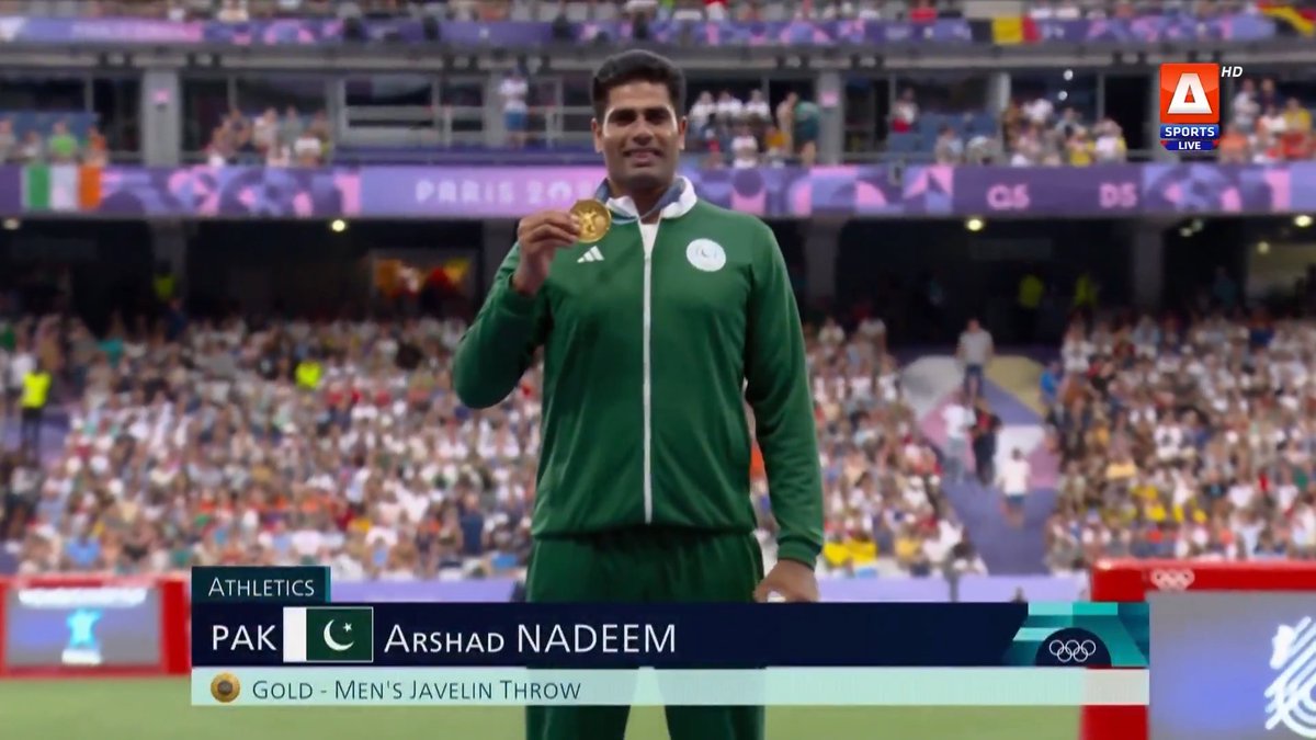 grassrootscric's tweet photo. Arshad Nadeem – Pakistan's Gold medalist. 🇵🇰🥇

#OlympicGames #Olympics #ArshadNadeem https://t.co/EI2WP1xEwF