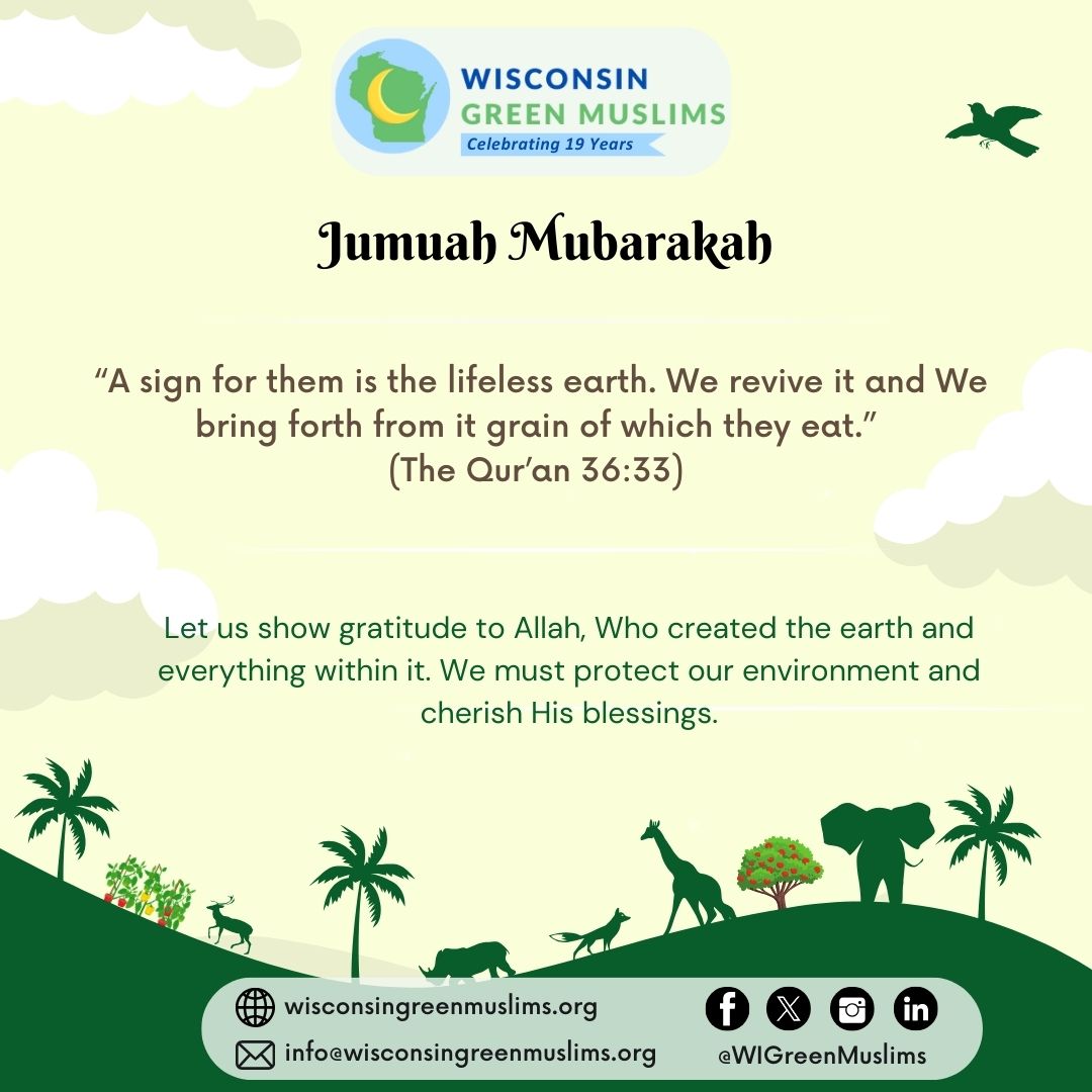 #JumuahMubarakah! Blessed Friday! “A sign for them is the lifeless earth. We revive it and We bring forth from it grain of which they eat.” (The Qur’an 36:33) #Jumuah #Quran #Islam #Faith #WisconsinGreenMuslims #WIGreenMuslims #Wisconsin #Earth #Spirituality #Food