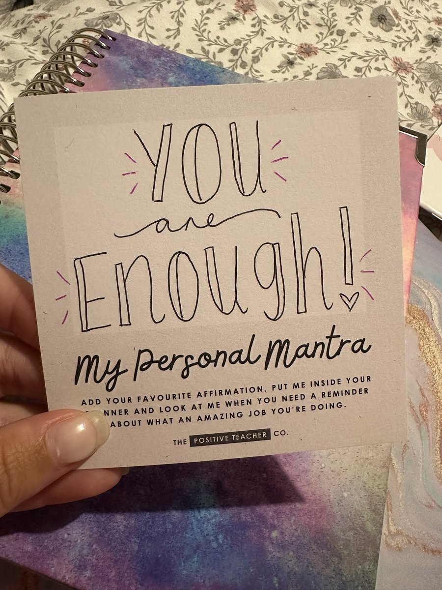 Hannah Mitchell (@miss_mitchell__) on Twitter photo This year, both personally & professionally, I’ve struggled to see my value. Sometimes, work, life & everything in between gets us down. So, this year, I’m making use of the <a href="/TPositiveTC/">Positive Teacher Co.</a> mantra card and putting it in my planner to remind myself that I am enough - today & always🤍 This year, both personally & professionally, I’ve struggled to see my value. Sometimes, work, life & everything in between gets us down. So, this year, I’m making use of the <a href="/TPositiveTC/">Positive Teacher Co.</a> mantra card and putting it in my planner to remind myself that I am enough - today & always🤍