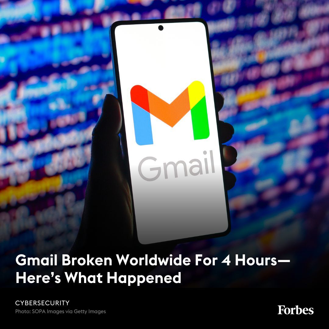 Forbes's tweet photo. Access to Gmail, the world’s largest free email provider, was disrupted for more than four hours worldwide on Thursday, August 8. Thousands of users reported being unable to send email or save attachments—here's what happened: https://t.co/aIPw3baDUy https://t.co/NmvuFvzrah