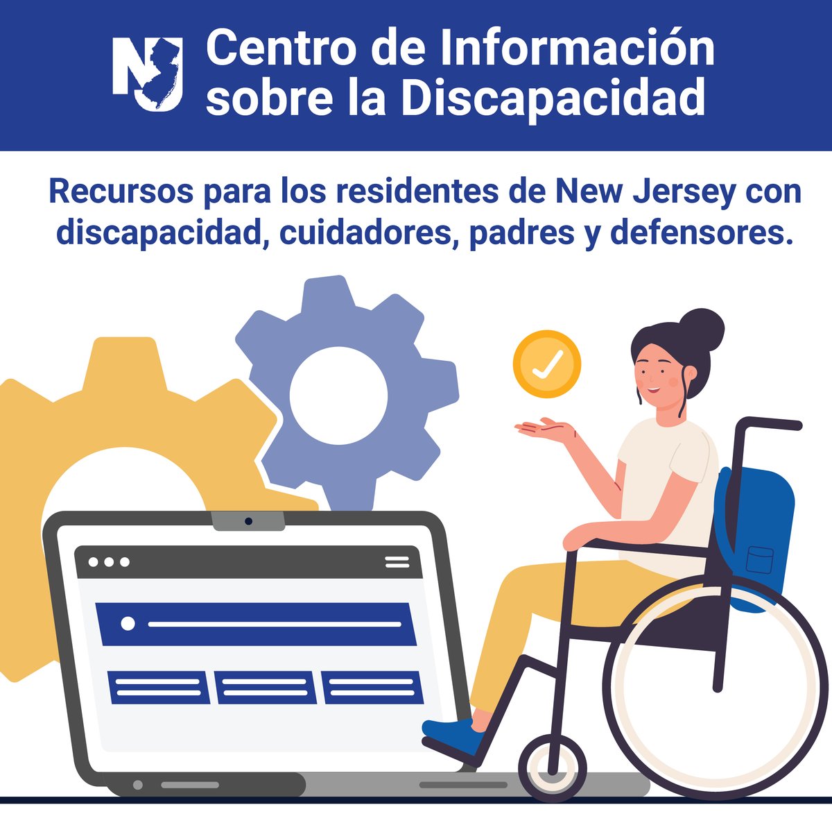 NJDHS's tweet image. NJ se compromete a ser un lugar seguro, accesible y asequible para todos, incluidos los que viven con discapacidades.💻Visite el Centro de Información sobre Discapacidades en nj.gov/disabilities para encontrar servicios para personas con discapacidades y a los que los apoyan.