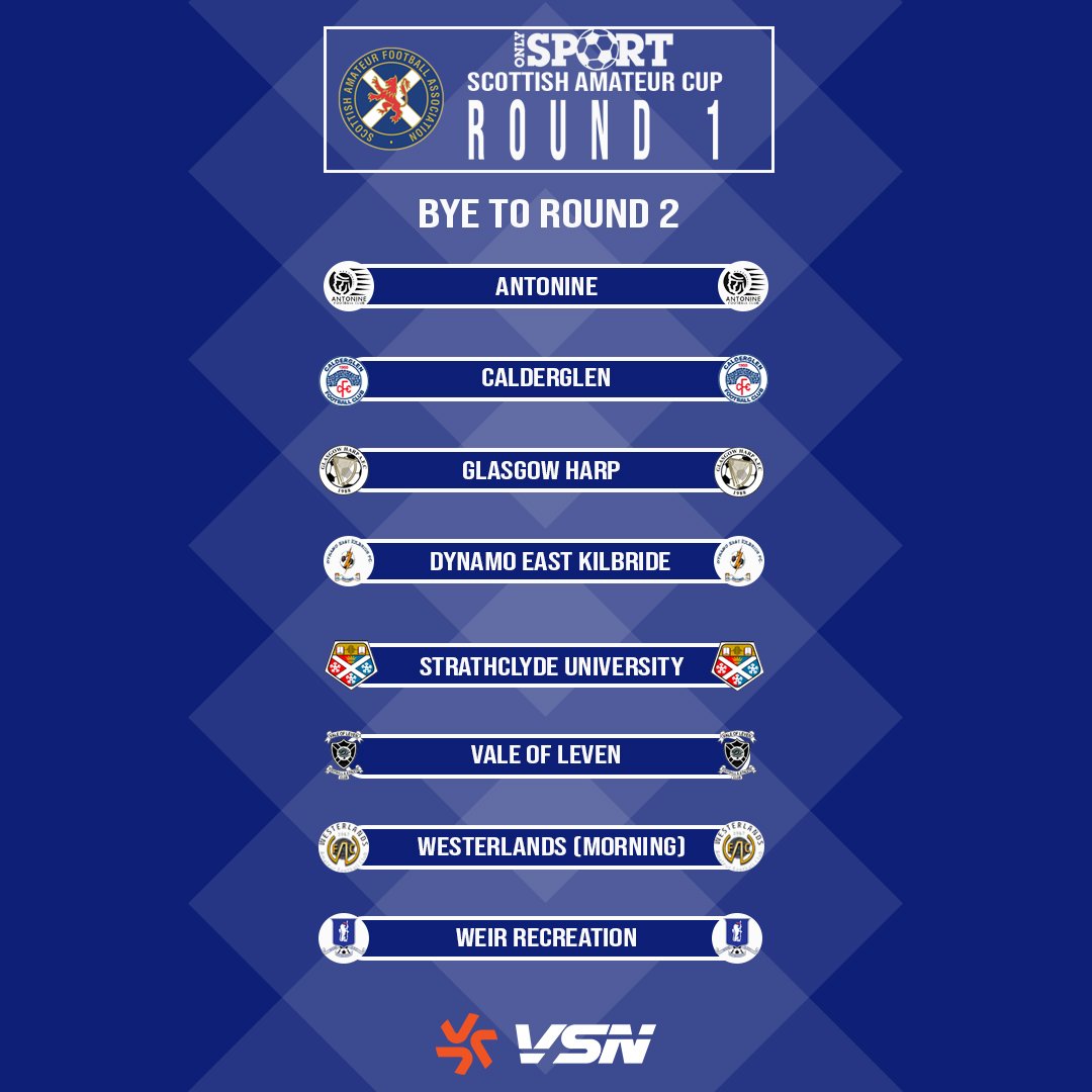 Greater Glasgow Premier AFL (@ggpafl) on Twitter photo Confirmation of Scottish Cup Round 1 ties involving GGPAFL clubs.
Ties scheduled for Saturday 7 September 2024.
<a href="/vsnsport/">VSN SPORT</a>
<a href="/ScotAmFA/">Scottish Amateur FA</a>
<a href="/scottish_aff/">AmateurFixturesResultsSCO</a> Confirmation of Scottish Cup Round 1 ties involving GGPAFL clubs.
Ties scheduled for Saturday 7 September 2024.
<a href="/vsnsport/">VSN SPORT</a>
<a href="/ScotAmFA/">Scottish Amateur FA</a>
<a href="/scottish_aff/">AmateurFixturesResultsSCO</a>