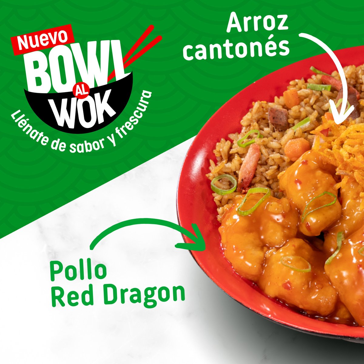 Que bien se siente disfrutar del sabor y frescura de un bowl de pollo red  dragon🤩🥢, image size:1200x1200