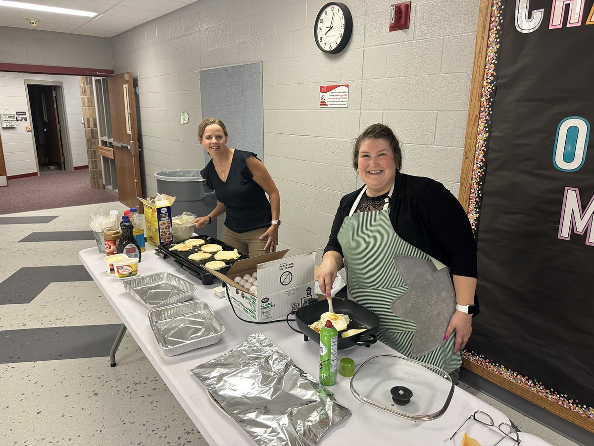 Loving our CES Administrators  serving their staff a homemade breakfast this morning. 24-25 School year is here! #invest. <a href="/breese_krystal/">Krystal Breese</a>