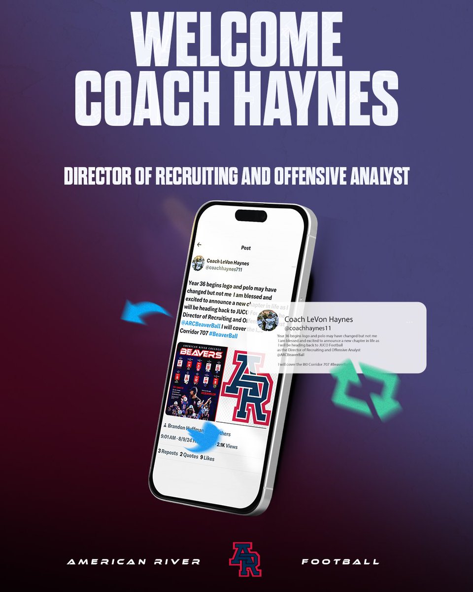 ARCBeaverBall's tweet photo. WELCOME THE NEWEST ADDITION COACH HAYNES 

Director of Recruiting and Offensive Analyst  @coachhaynes711 

#BeaverBall https://t.co/oXakAMk9lV