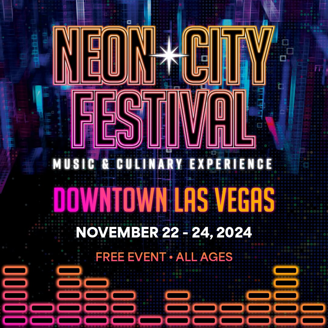 We’re excited to announce the inaugural #NeonCityFestival — a FREE, all-ages event in Downtown Las Vegas from Nov. 22-24. 🎉

Join us for a “festival without fences” and enjoy live music, culinary delights, and the vibrant energy of Downtown Las Vegas.

👉 neoncityfestival.com