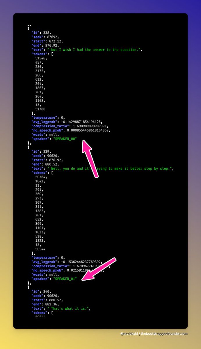 arvidkahl's tweet photo. I'm working on adding diarization (speaker distinguishment) to ALL newly transcribed podcast episodes on Podscan.
Working with ML and AI tools is so incredibly fun. I have never felt this amazed at what I get to work with.
And ALL of it is open source.
What a time to be alive.