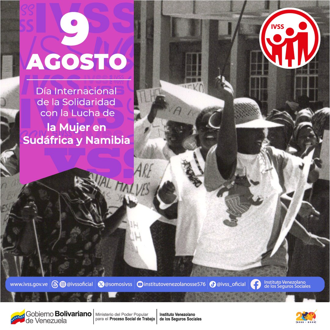 OACARORAIVSS's tweet photo. Cada 9 de agosto se celebra en el mundo el Día Internacional de la Solidaridad con la lucha de la Mujer en Sudáfrica y Namibia. 

#HastaProntoX

#oacarora
#ivss

@nicolasmaduro
@magalygutierrezvina
@ivssoficial
@mippcivzla https://t.co/OTDRgGi59O