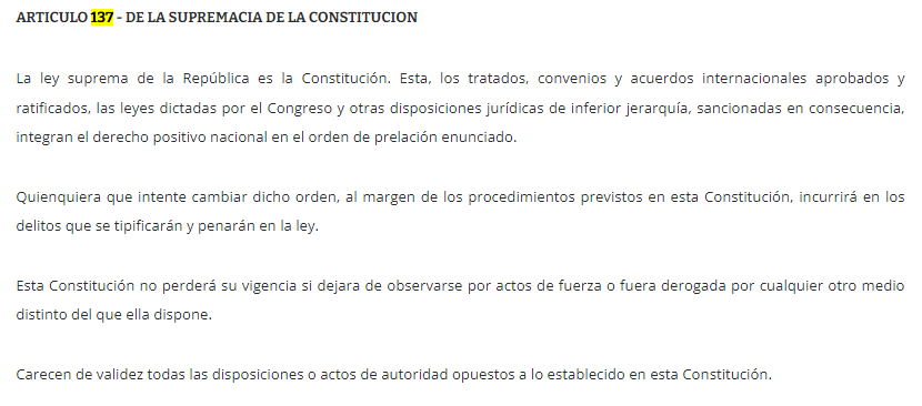 Fransamani's tweet photo. Entonces:
Según la Constitución Nacional del Paraguay de 1992:

ARTICULO 137 - DE LA SUPREMACIA DE LA CONSTITUCION
La ley suprema de la República es la Constitución. Esta, los tratados, convenios y acuerdos internacionales aprobados y ratificados, las leyes dictadas por el https://t.co/6yIPIHAGyZ