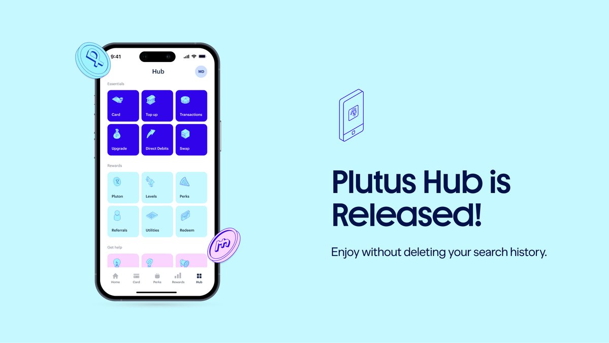 plutus's tweet image. New: Plutus Hub✨

Not that kind of hub! Meet Plutus Hub—your one-stop for key features and essential info. And yes, the fresh new look is just the preview...👀
