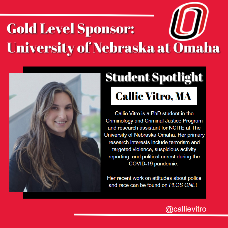 ASC_DPOP's tweet photo. Callie Vitro (@callievitro) is our student spotlight from our gold-level sponsor the School of Criminology and Criminal Justice at the University of Nebraska Omaha (@UNOSCCJ). Check out her recent publication in PLoS One: https://t.co/BSL2oz86tI https://t.co/w7UA9GEVVI