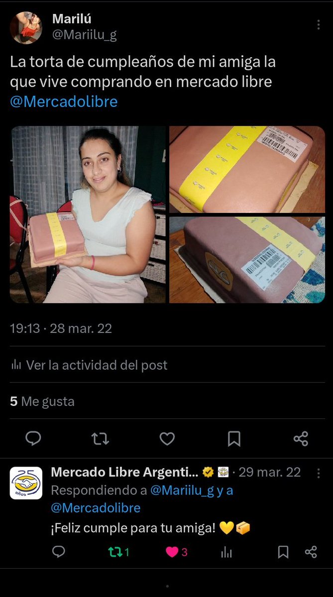 Mariilu_g's tweet photo. Que memorioso Mercado Libre, la verdad que un tipazo!

Felices 25 años @ML_Argentina gracias por seguir haciendo feliz a mi amiga con su trabajo 😉😅 https://t.co/I8EoCKg4r0
