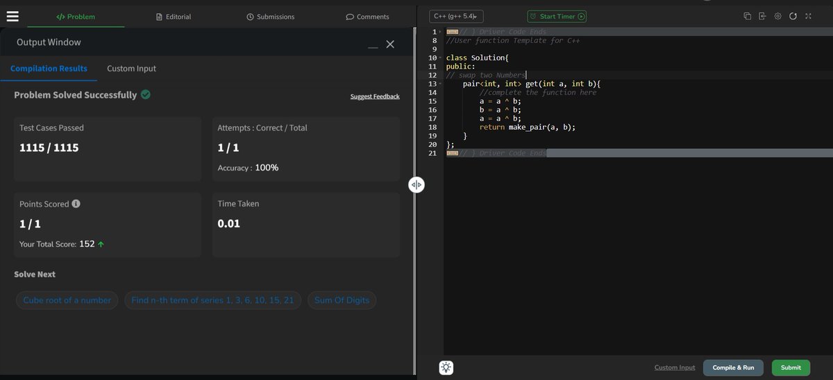 Princeishere0's tweet photo. Day 40 of #100daysofcode Completed with 2 questions of @striver_79 A2Z DSA sheet Questions are:- 
1. Set/Unset the rightmost unset bit.
2. Swap two numbers using bit manipulation. 
(took hints to solve these questions) 
#buildinpublic 
#LearningJourney
#Algorithms 
#DSA https://t.co/k9R3kFNjok