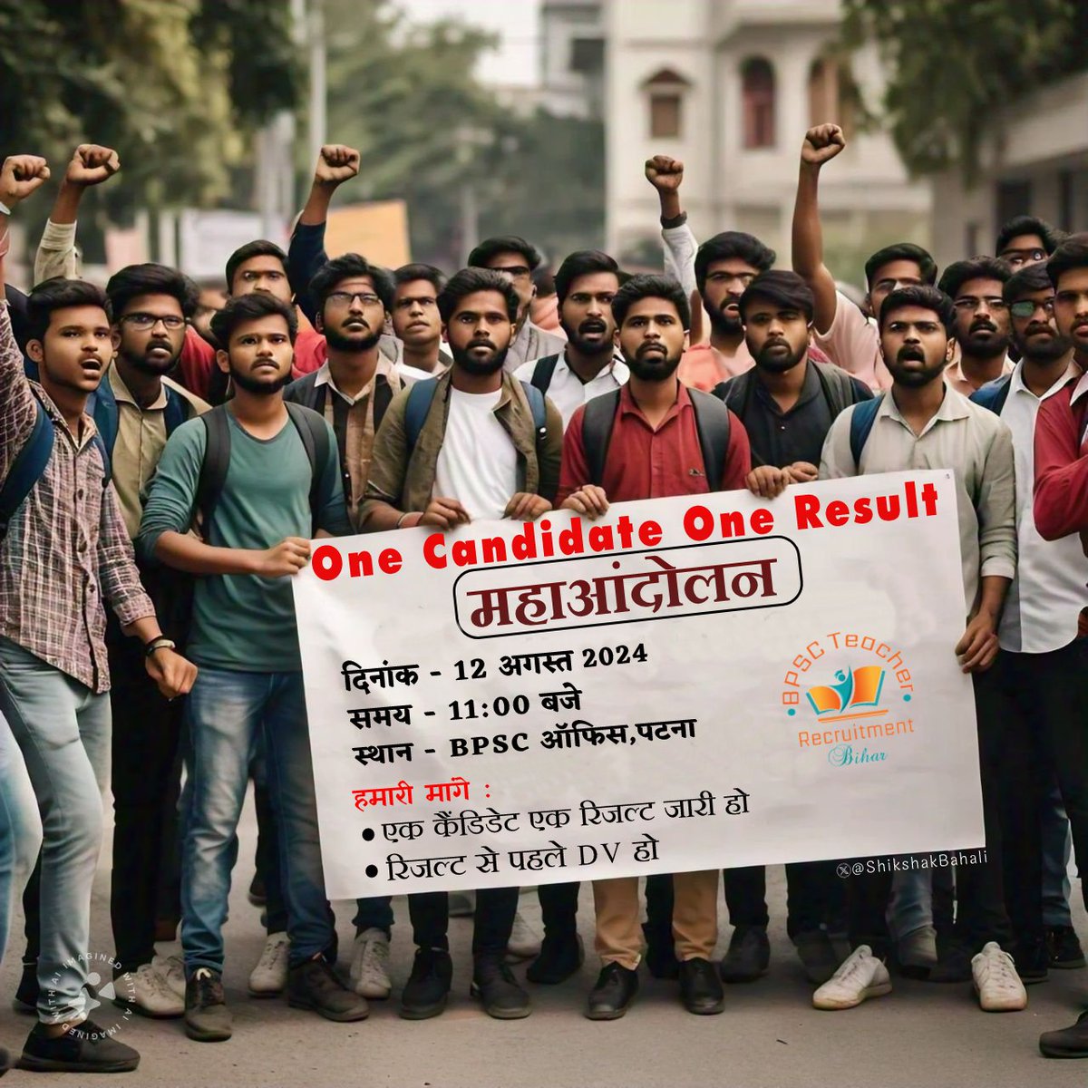 आपलोगों को पता चल गया होगा कि ओएमआर सीट इस दिन अपलोड होगी ,आंसर की इस दिन अपलोड होगी,TRE-3 का रिज़ल्ट 21 अगस्त तक में आएगा लेकिन #One_Candidate_One_Result के बारे में कुछ भी नहीं बताया क्योंकि सरकार की मंशा नहीं है , इसलिए -
किसी के बहकावे में न आए ।
अपने लिए पटना जरूर आए ।।