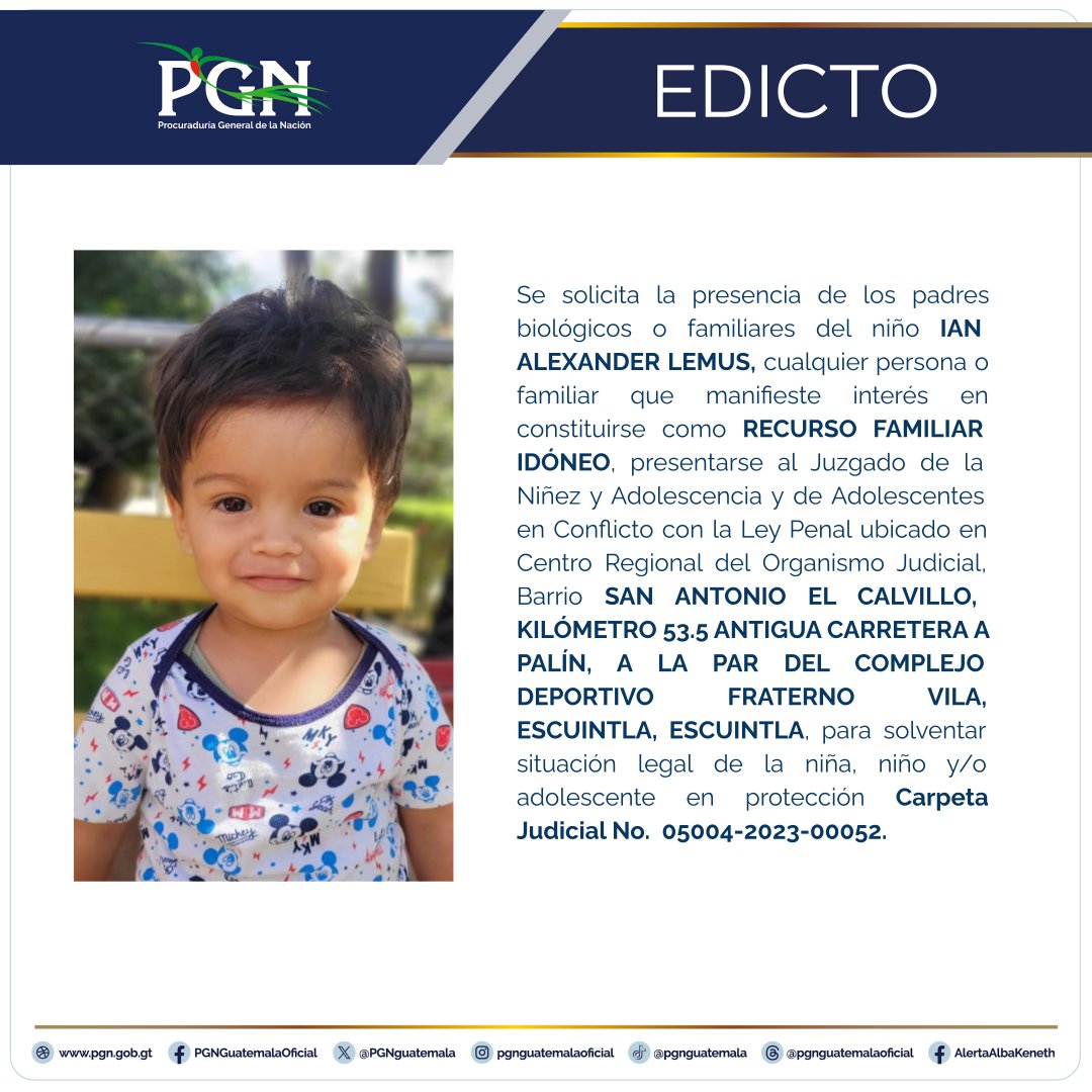 PGNguatemala's tweet photo. Tu ayuda es importante, comparte la imagen para encontrar un familiar. #Edicto #PGN https://t.co/JrHWa4FQgF