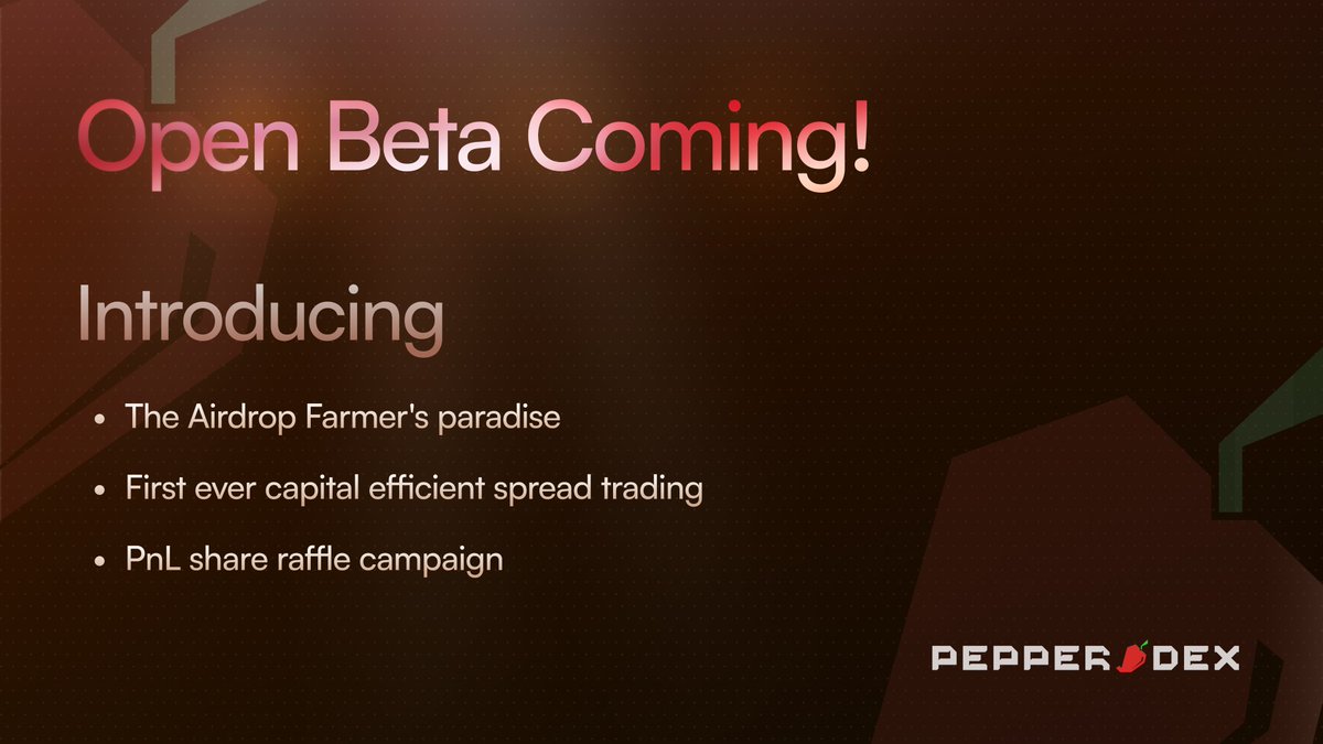 ThePepperDEX's tweet image. PepperDEX is turning up the heat with the Open Beta phase🔥

A huge thank you to the amazing community of Scoville! Over 150 users joined the closed beta, and your feedback has been invaluable🙏

Now is everything you need to know to grab your early seat at PepperDEX 🧵👇