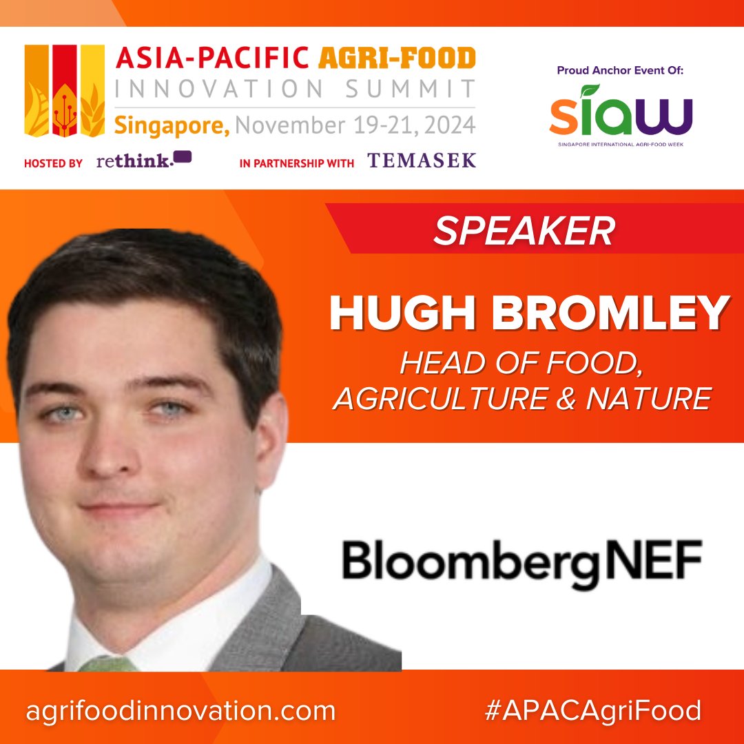 @APACAgriFood (@apacagrifood) on Twitter photo Expert Insights: Agri-food market analyst Hugh Bromley (<a href="/BloombergNEF/">BloombergNEF</a>) brings his expertise on disruptive trends and investment opportunities to <a href="/APACAgriFood/">@APACAgriFood</a> (Singapore, Nov 19-21)
Hear his insights and connect with industry leaders. Secure your spot: agrifoodinnovation.com/delegate-broch… Expert Insights: Agri-food market analyst Hugh Bromley (<a href="/BloombergNEF/">BloombergNEF</a>) brings his expertise on disruptive trends and investment opportunities to <a href="/APACAgriFood/">@APACAgriFood</a> (Singapore, Nov 19-21)
Hear his insights and connect with industry leaders. Secure your spot: agrifoodinnovation.com/delegate-broch…