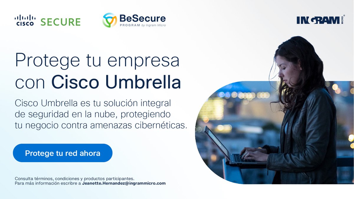 IngramMicroMx's tweet image. 🔐 ¡Protege tu Empresa con Cisco Umbrella! 🌐
Cisco Umbrella: seguridad en la nube para proteger tu negocio de amenazas cibernéticas.
Más info con: jeanette.hernandez@ingrammicro.com
#CiscoUmbrella #Ciberseguridad #SeguridadEnLaNube #IngramMicro