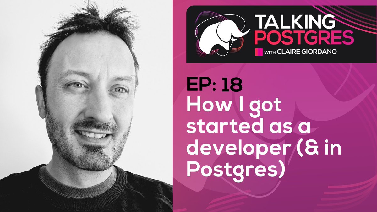 Claire Giordano ✨ (@clairegiordano) on Twitter photo New episode of the #TalkingPostgres podcast (previously #PathToCitusCon)
In Ep18, <a href="/davidrowley_pg/">David Rowley</a> & I talk about how David got his start as a developer & in #PostgreSQL. Starting from motorbikes 🏍️ & cheese factories 🧀
🎧 talkingpostgres.com/episodes/how-i…
📺 aka.ms/TalkingPostgre… New episode of the #TalkingPostgres podcast (previously #PathToCitusCon)
In Ep18, <a href="/davidrowley_pg/">David Rowley</a> & I talk about how David got his start as a developer & in #PostgreSQL. Starting from motorbikes 🏍️ & cheese factories 🧀
🎧 talkingpostgres.com/episodes/how-i…
📺 aka.ms/TalkingPostgre…