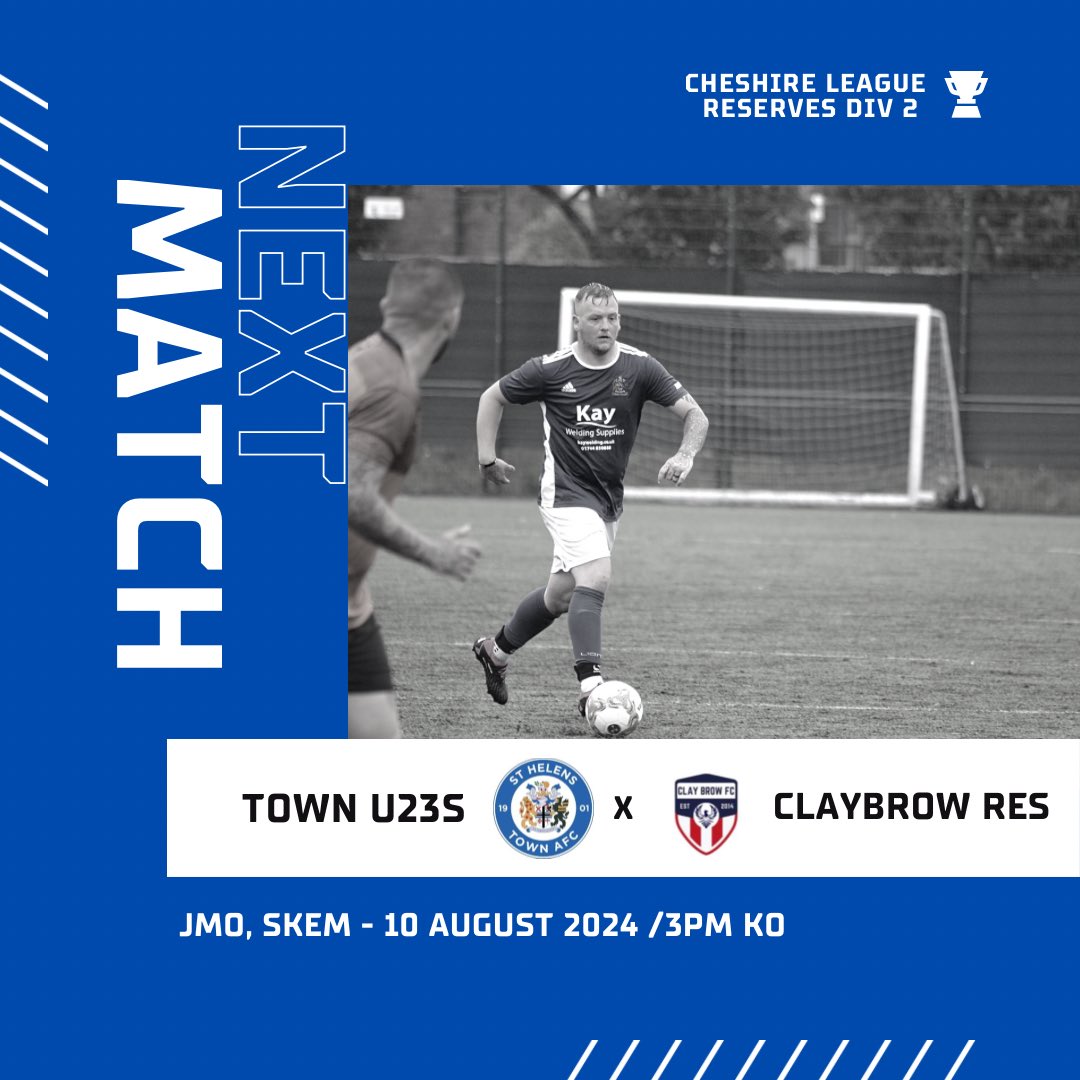 StHelensTownR's tweet image. Looking to build on last week’s result and performance. Tough fixture, some great battles last season!
Saturday 10th August 2024
🆚 @ClayBrowSatRes
🏆 Cheshire Res Div 2
🏟️ JMO
⌚ 3pm