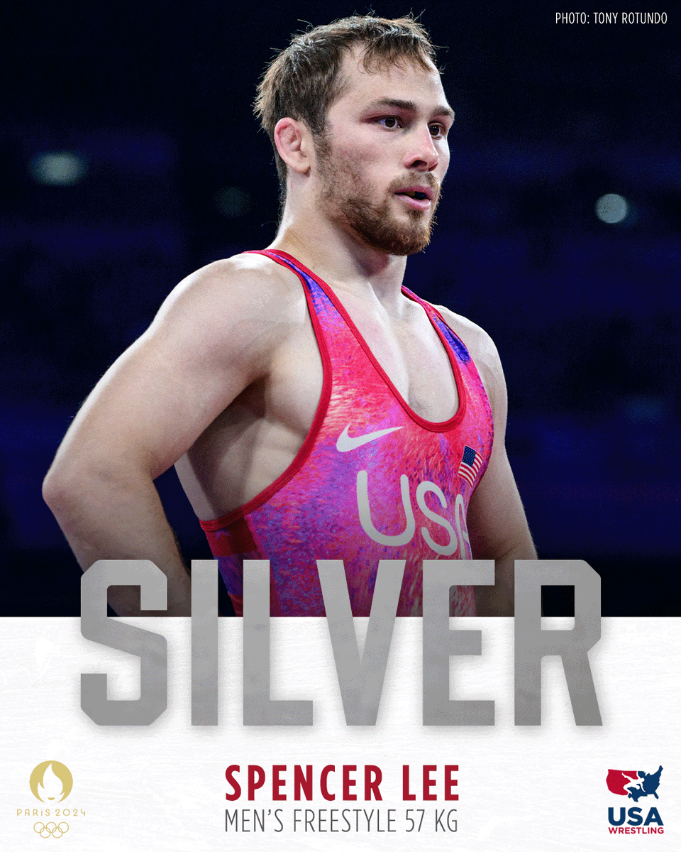 <a href="/peacock/">Peacock</a> Olympic silver medal at 57 kg in men 's freestyle, Spencer Lee of <a href="/TeamUSA/">Team USA</a>