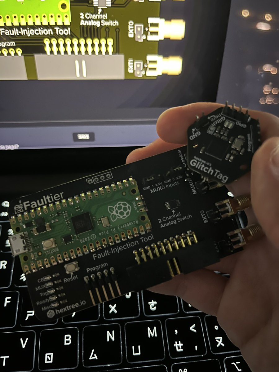 I meet <a href="/ghidraninja/">stacksmashing</a> and <a href="/LiveOverflow/">LiveOverflow 🔴</a> at their awesome <a href="/hextreeio/">hextree.io</a> hardware glitching lab!

#defcon32