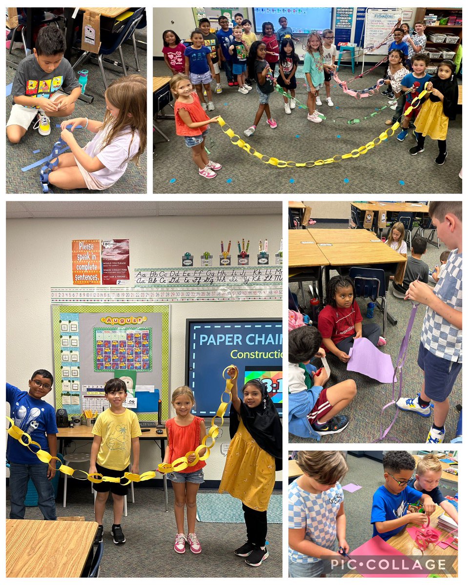 Paper Chain Challenge ~ Practicing our teamwork skills. Which team can make the longest chain? 2 pieces construction paper 📄 , 1 pair scissors ✂️, 12 in tape 📏 #MinshewColts ❤️🐴 #myMISD